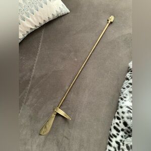 Antique Solid Brass Shoe Horn with Horse Head Finial Handle